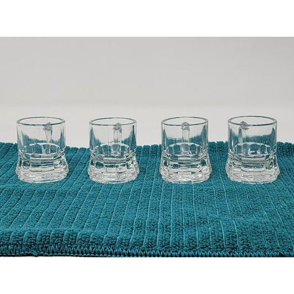 Vintage Federal Glass Clear Mini Beer Mug Shot Glasses Marked On‎ The Bottom - Picture 4 of 8